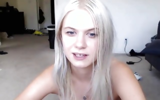 Runty lassie with sexy ivory hair talks on livecam with zeppelins au naturel